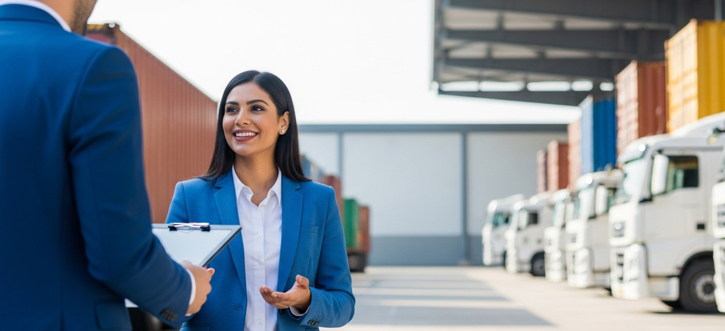 Business professional with house model